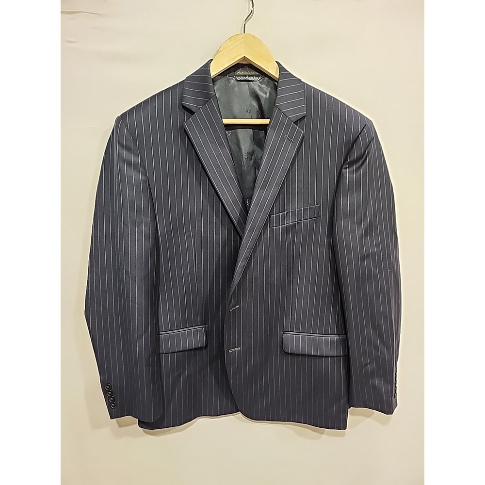 Lauren Ralph Lauren Blazer Jacket‎ Mens 44R Navy Blue Pin Stripe Wool Blend